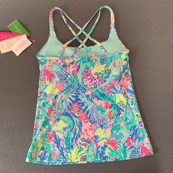 NWT Lilly Pulitzer Upf 50+ Luxletic Meryl Nylon Avida Bra Tank In Mermaids Cove - Picture 3 of 11